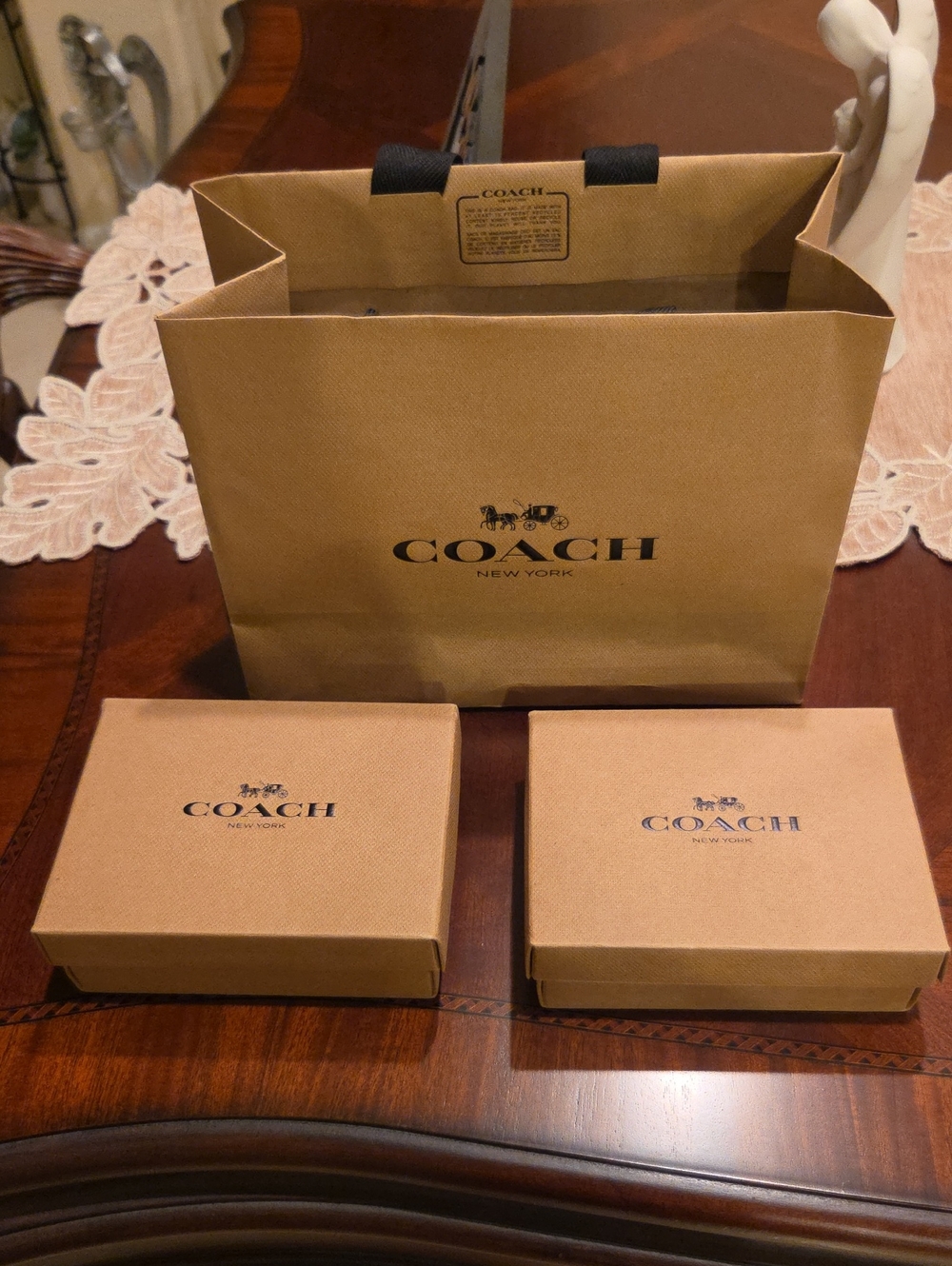 Coach Tan Gift Bag and Boxes Set